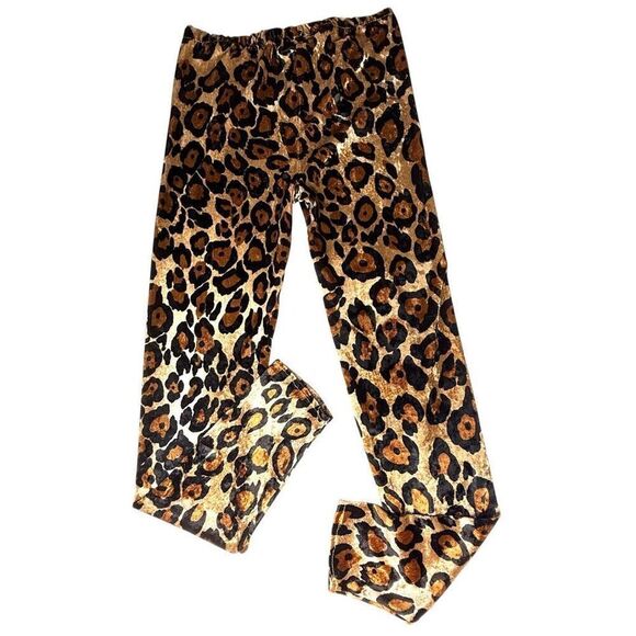 Leopard Print Velvet Pants – Retro Glam Stretchy Skinny Trousers - Picture 4 of 8